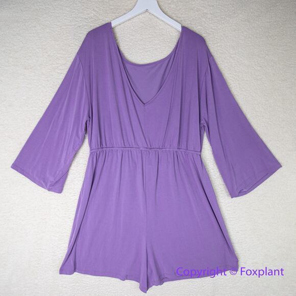 New! Eloquii long bell sleeve purple romper, size‎ 18/20 - Picture 2 of 11